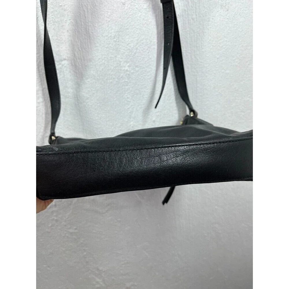 COLE HAAN WOMENS BLACK LEATHER STUDDED CROSSBODY SHOULDER BAG